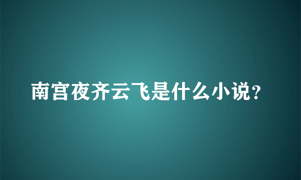 南宫夜齐云飞是什么小说？