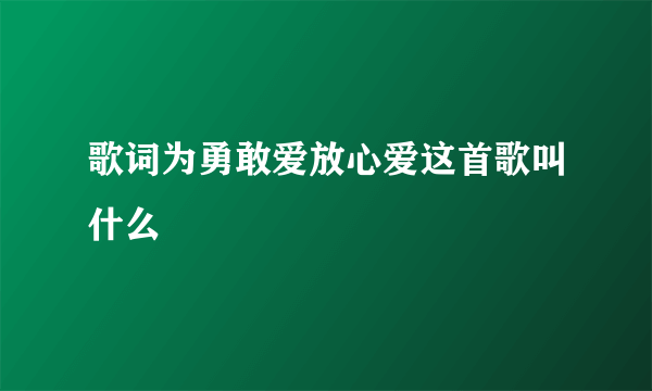 歌词为勇敢爱放心爱这首歌叫什么