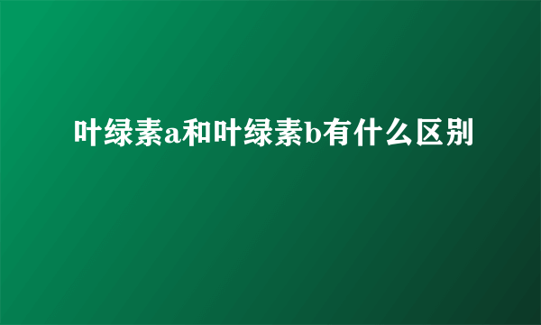 叶绿素a和叶绿素b有什么区别