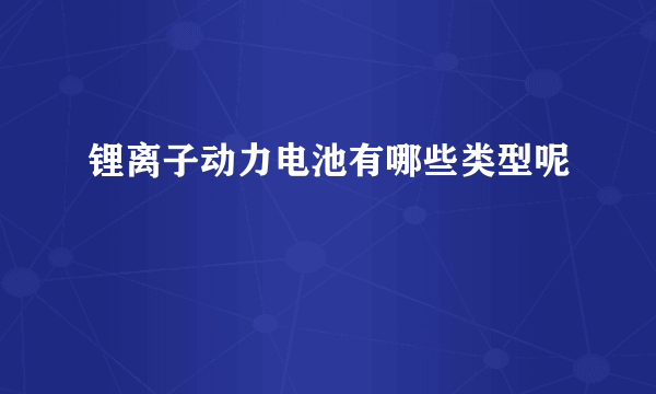 锂离子动力电池有哪些类型呢