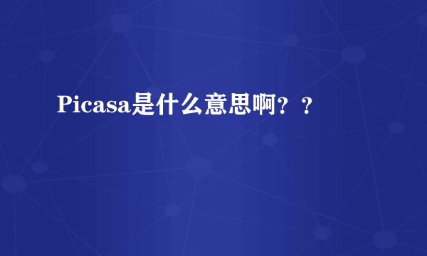 Picasa是什么意思啊？？