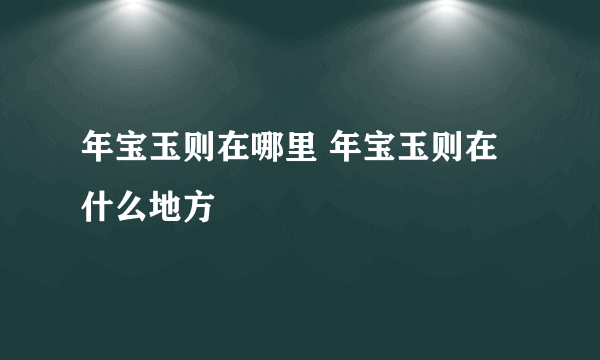 年宝玉则在哪里 年宝玉则在什么地方