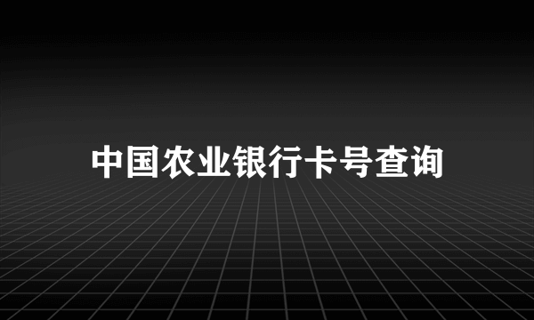 中国农业银行卡号查询