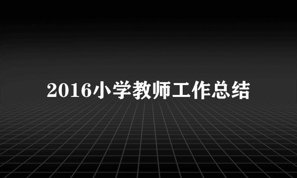 2016小学教师工作总结