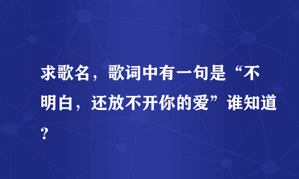 求歌名，歌词中有一句是“不明白，还放不开你的爱”谁知道？