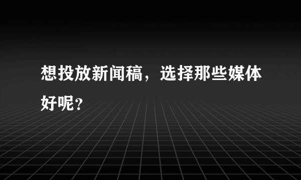 想投放新闻稿，选择那些媒体好呢？