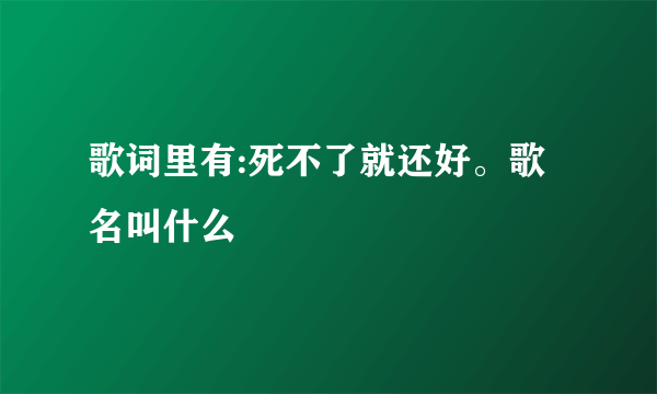 歌词里有:死不了就还好。歌名叫什么