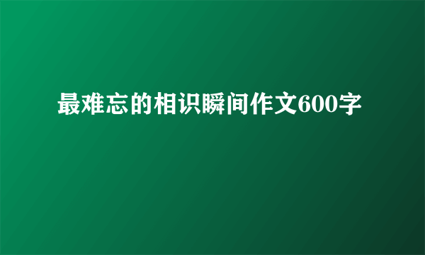 最难忘的相识瞬间作文600字