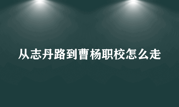 从志丹路到曹杨职校怎么走