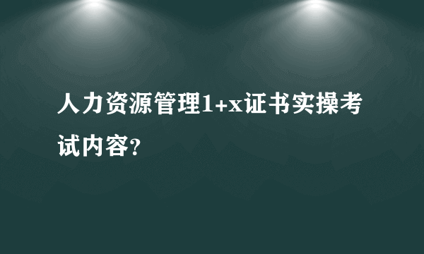 人力资源管理1+x证书实操考试内容？