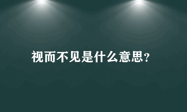 视而不见是什么意思？