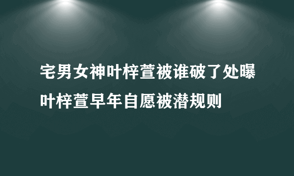 宅男女神叶梓萱被谁破了处曝叶梓萱早年自愿被潜规则