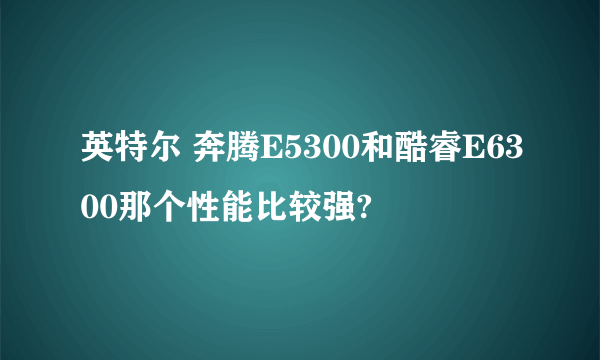 英特尔 奔腾E5300和酷睿E6300那个性能比较强?