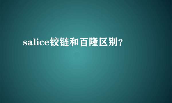 salice铰链和百隆区别？