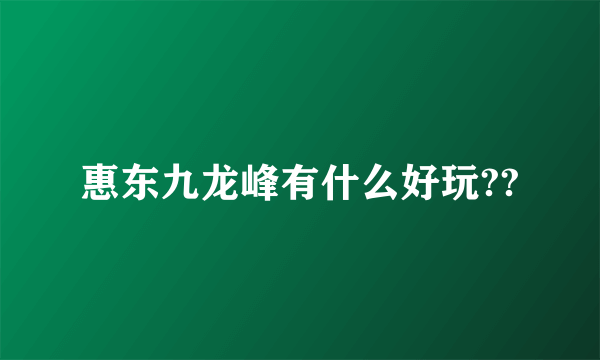 惠东九龙峰有什么好玩??