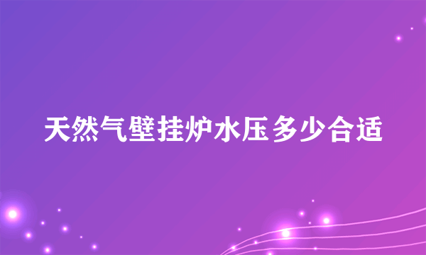 天然气壁挂炉水压多少合适