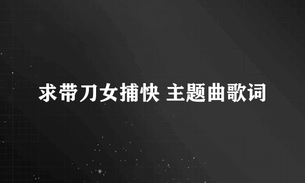 求带刀女捕快 主题曲歌词