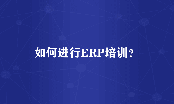 如何进行ERP培训？