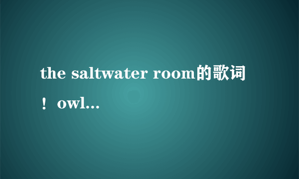 the saltwater room的歌词！owl city唱的。