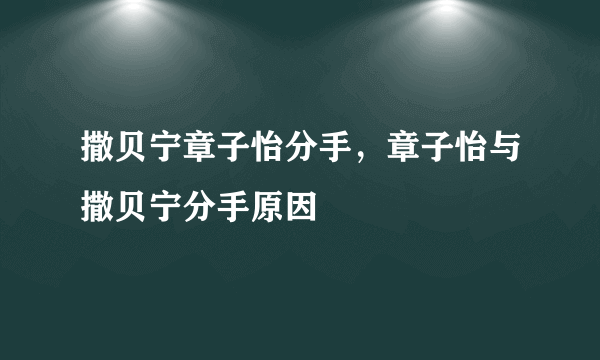 撒贝宁章子怡分手，章子怡与撒贝宁分手原因