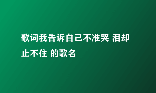 歌词我告诉自己不准哭 泪却止不住 的歌名