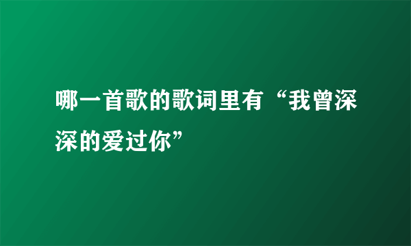 哪一首歌的歌词里有“我曾深深的爱过你”