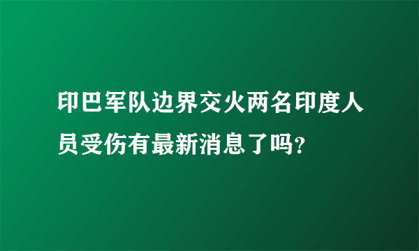 印巴军队边界交火两名印度人员受伤有最新消息了吗？