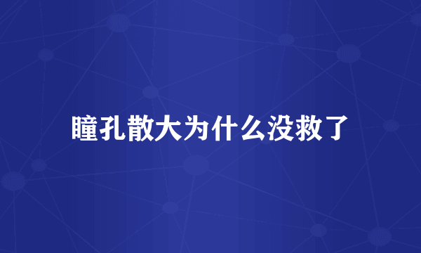 瞳孔散大为什么没救了