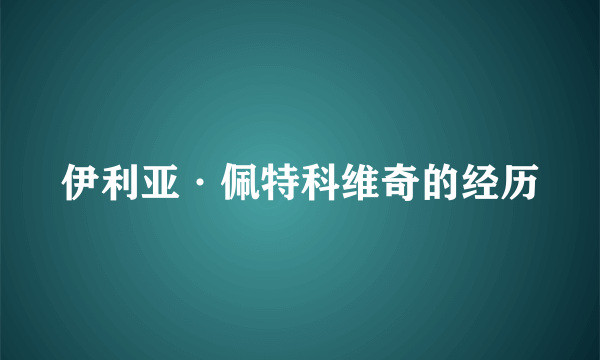 伊利亚·佩特科维奇的经历