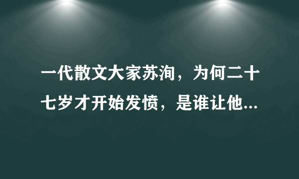 一代散文大家苏洵，为何二十七岁才开始发愤，是谁让他回头是岸的？