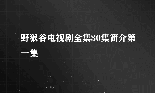 野狼谷电视剧全集30集简介第一集