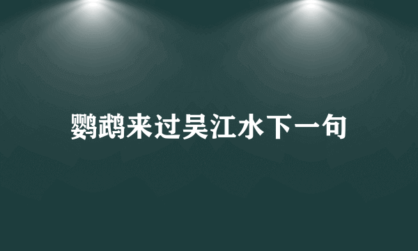 鹦鹉来过吴江水下一句