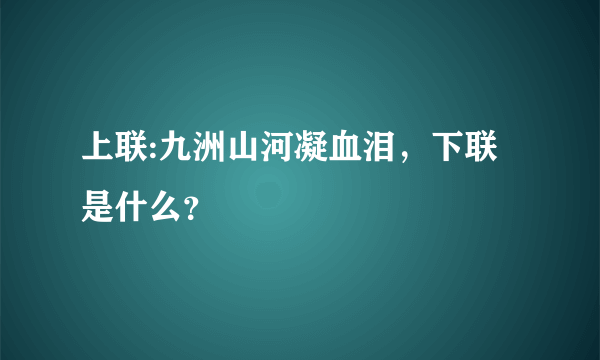 上联:九洲山河凝血泪，下联是什么？