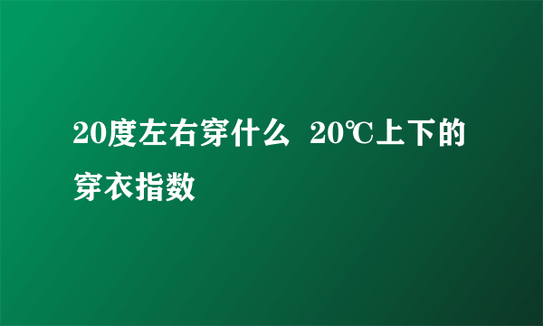 20度左右穿什么  20℃上下的穿衣指数