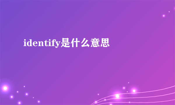 identify是什么意思