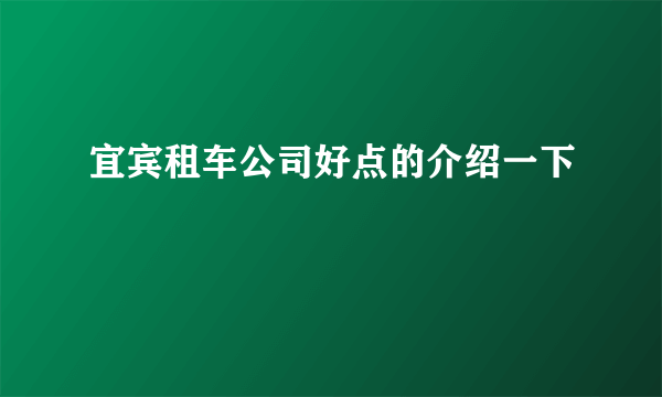 宜宾租车公司好点的介绍一下