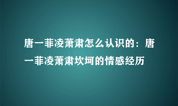 唐一菲凌萧肃怎么认识的：唐一菲凌萧肃坎坷的情感经历