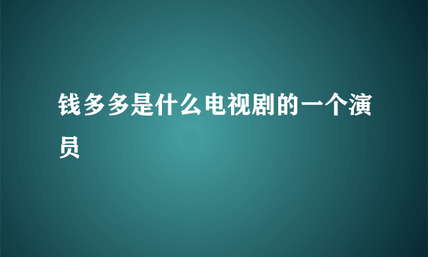 钱多多是什么电视剧的一个演员