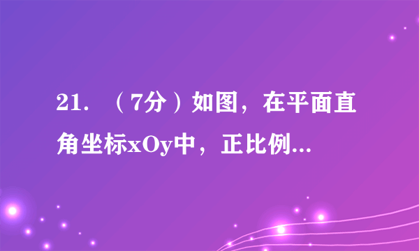 21．（7分）如图，在平面直角坐标xOy中，正比例函数y＝kx的图象与反比例函数y＝的图象都经过点A（2，﹣2）．（1）分别求这两个函数的表达式；（2）将直线OA向上平移3个单位长度后与y轴交于点B，与反比例函数图象在第四象限内的交点为C，连接AB，AC，求点C的坐标及△ABC的面积．