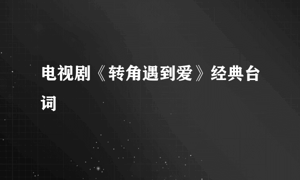 电视剧《转角遇到爱》经典台词