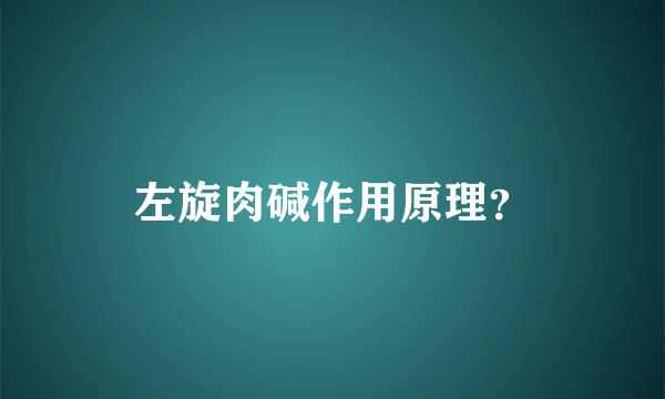 左旋肉碱作用原理？