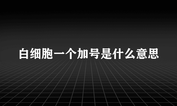 白细胞一个加号是什么意思