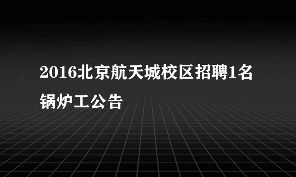 2016北京航天城校区招聘1名锅炉工公告