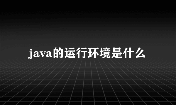 java的运行环境是什么