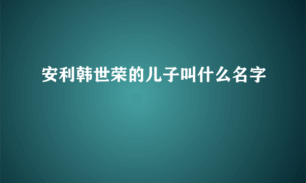 安利韩世荣的儿子叫什么名字