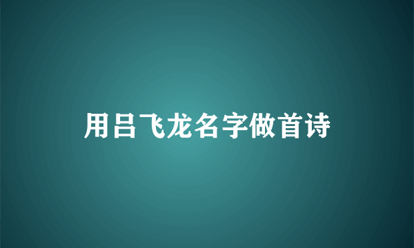 用吕飞龙名字做首诗