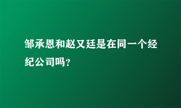 邹承恩和赵又廷是在同一个经纪公司吗？