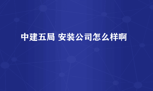 中建五局 安装公司怎么样啊