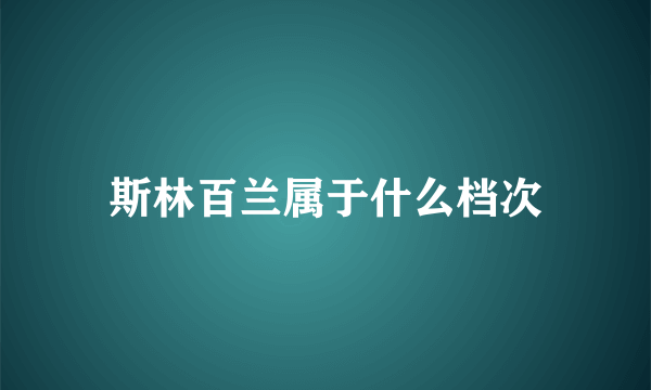 斯林百兰属于什么档次