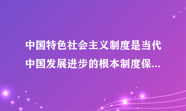 中国特色社会主义制度是当代中国发展进步的根本制度保障，是具有